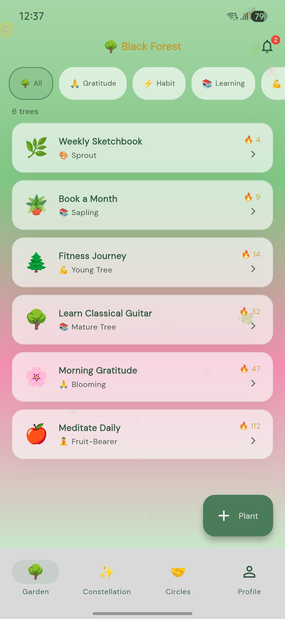 Plant a tree — main garden in the Treepisode app